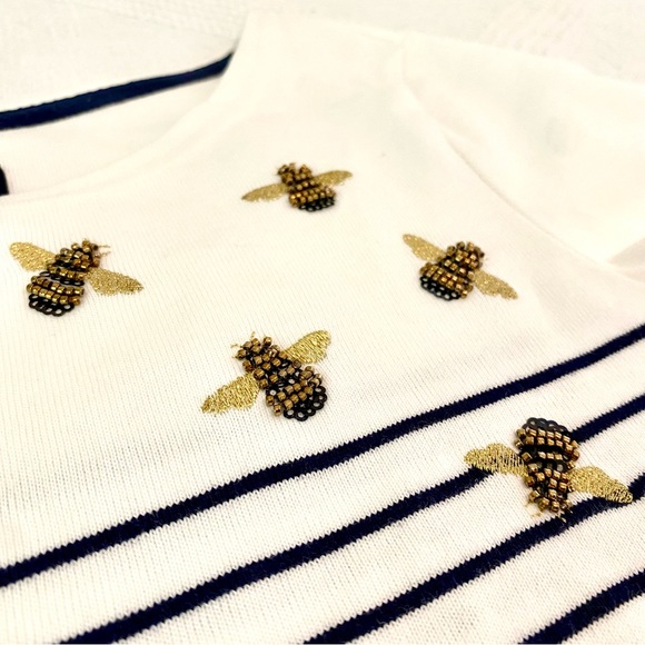 Joules Riviera Embroidered Beaded Bees Short Sleeve Dress Size 2 - Picture 3 of 11